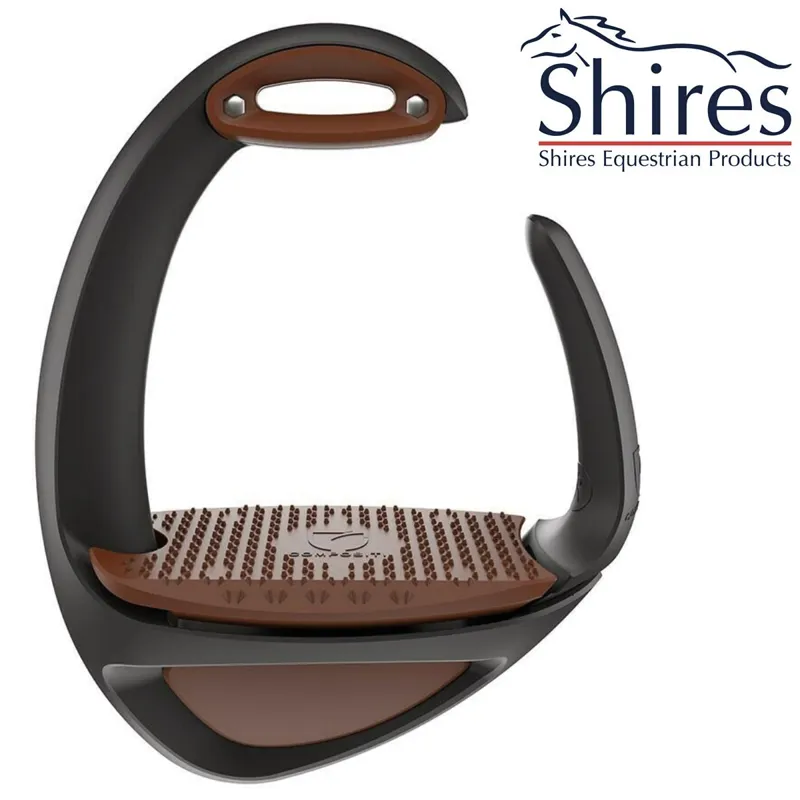 Shires Compositi Ellipse Stirrups - Comfort + - Black and Brown 